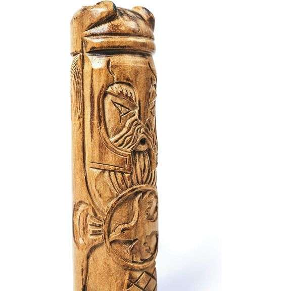 Handcarved Wooden Viking Odinn Figure