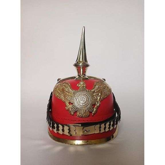 Red Leather German Pickelhaube Helmet