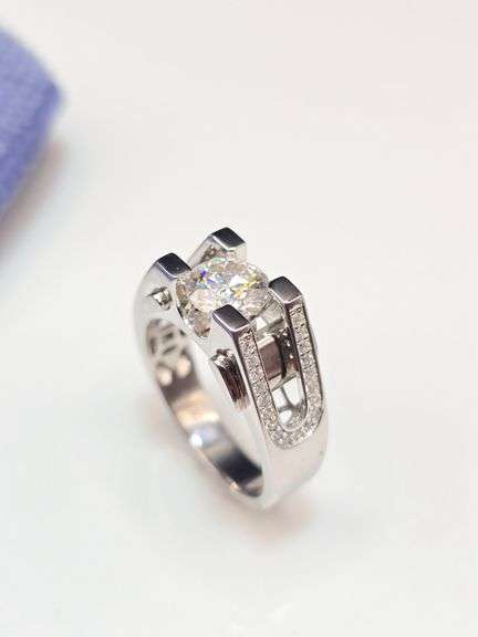 Men's Dynamic 18 Kt White Gold Plate 2 Ct VVs1 Lab Simulated Diamond Ring