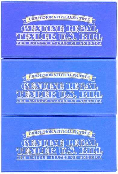 3 Different Commemorative $5 Bank Notes in Original Packaging w/CoA