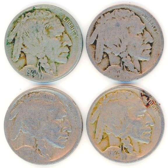 4 Different Buffalo Nickels: 1920-1923