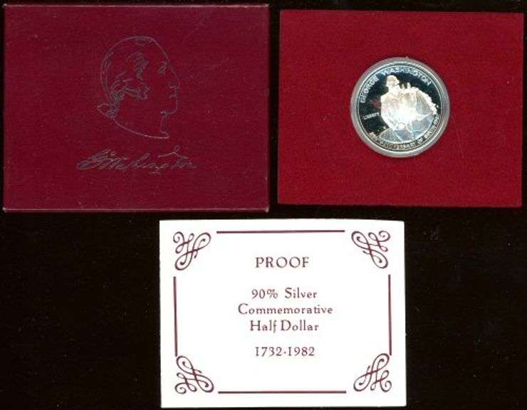 4 1982-S George Washington Proof Commemorative Half Dollars w/Box & CoA