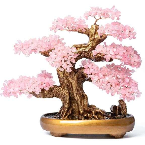 Natural Rose Quartz Crystal Bonsai Tree of Life