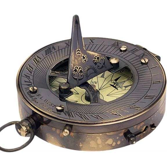Vintage Brass Navigational Compass & Sundial