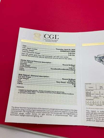 CERTIFIED 14K WHITE GOLD DIAMOND RING