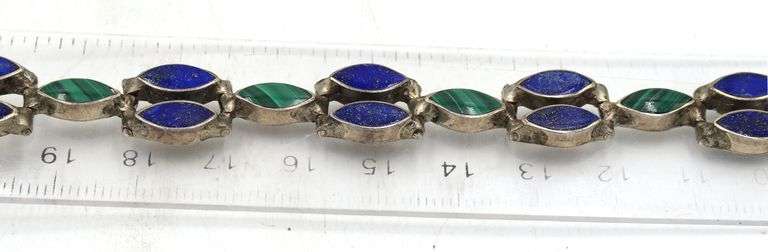Vintage 925 sterling silver Lapis and turquoise necklace
