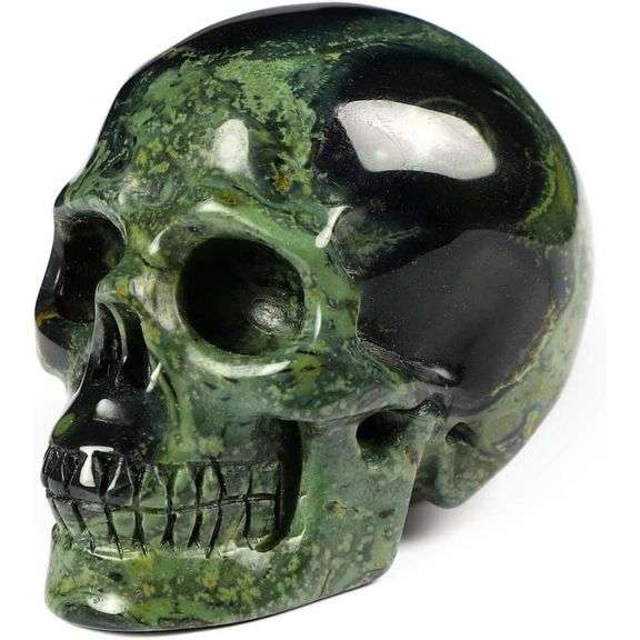 Hand Carved Jasper Gemstone Crystal Skull