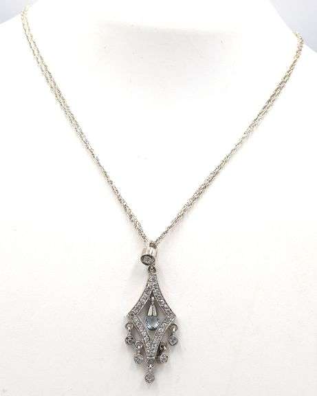 925 Sterling silver crystal dangle pendant on chain