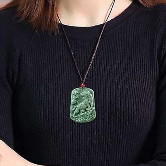Grade A Jade Pendant Necklace Roaring Tiger