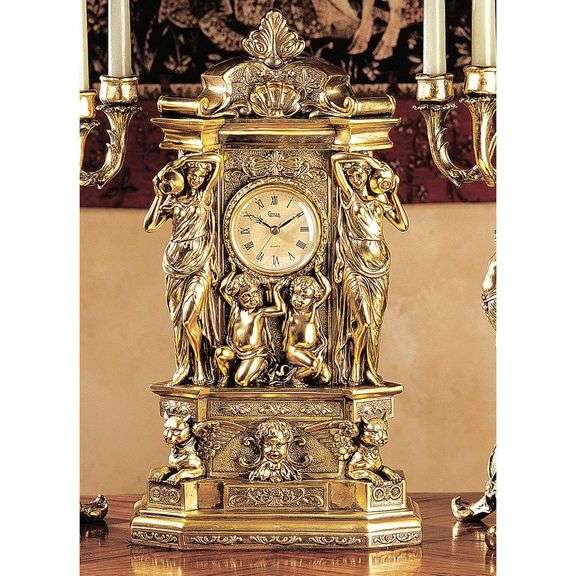 Antique Style Château Chambord Gold Mantel Clock