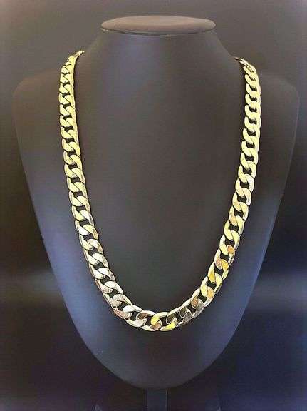 Huge 126.3 Gram 14 Kt Tri-Layered Gold Plate Cuban Link Necklace