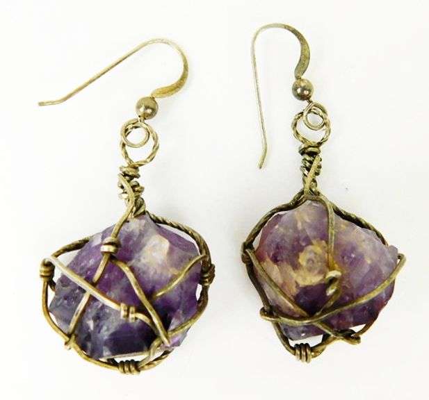 Dangly Natural Amethyst Earrings