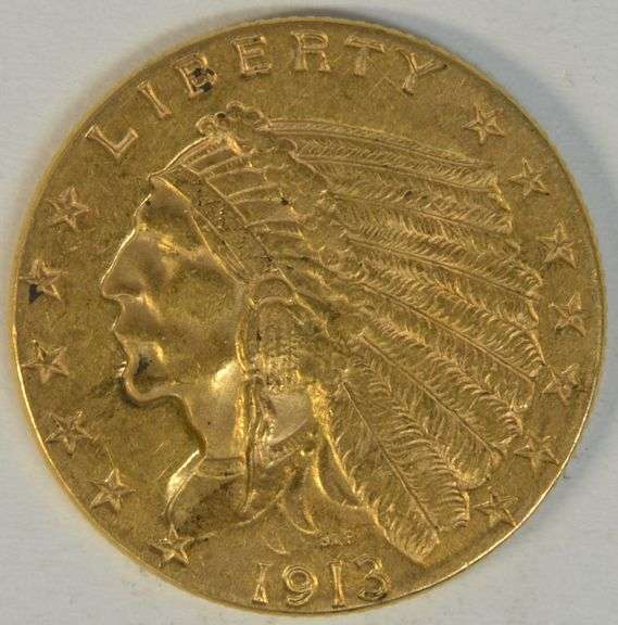 Very pretty top end 1913 US $2.50 Indian Gold Piece