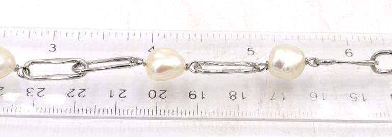 925 Sterling silver pearl link necklace