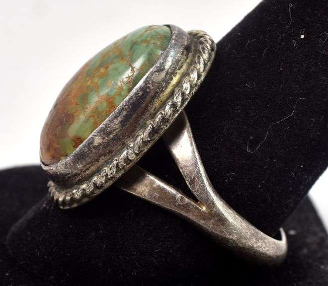 Green Turquoise Gemstone Ring in Sterling Silver