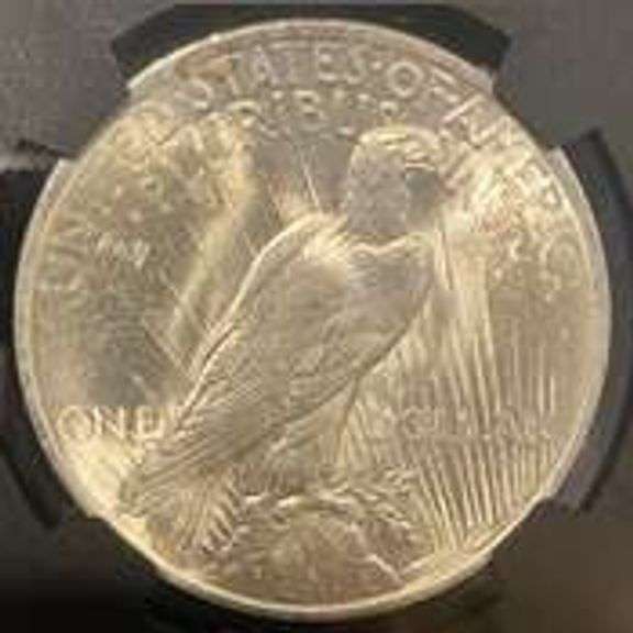 1922 NGC Brilliant Uncirculated Peace $ With Original Bag Fragment