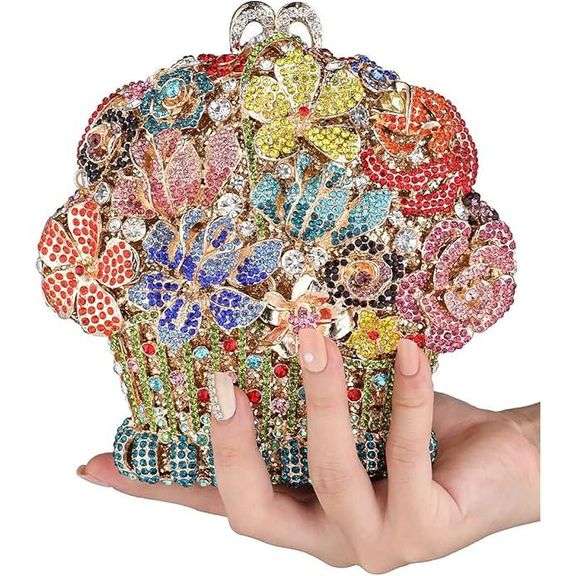 Flower Crystal Evening Clutch Bag