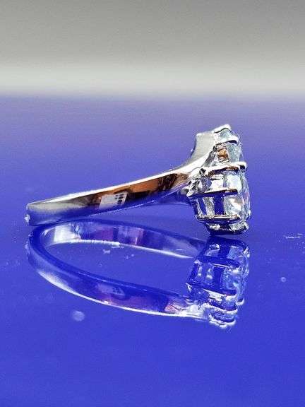 Twin Solitaire 14 Kt White Gold Plate 4.5 Ctw VVs1 F-G Fire Moissanite Ring