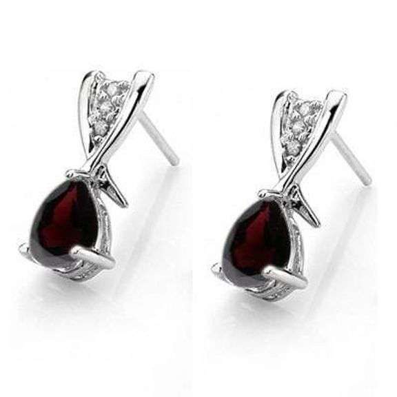 GARNET STERLING SILVER EARRINGS