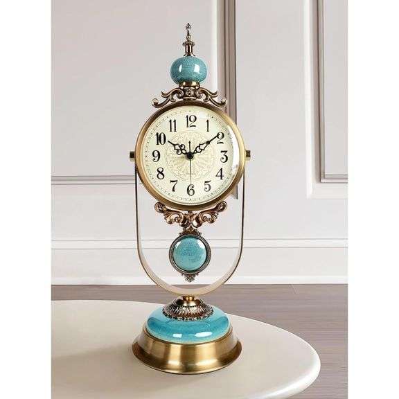 Vintage Silent Mantel Desk Clock with Pendulum