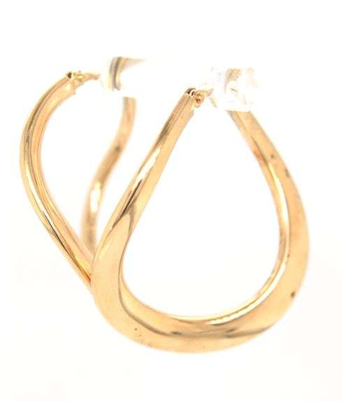18kt Yellow gold wave hoop earrings