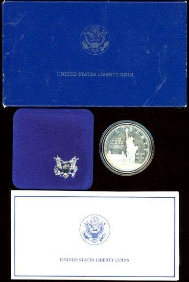 2 Different Proof Commemorative Silver Dollars w/Box & CoA: 1986 & 1992