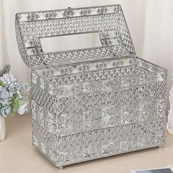 Elegant Crystal Treasure Chest Card Box
