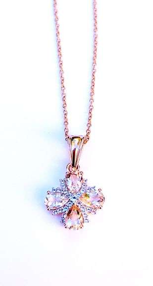 14 Kt Rose Gold Plated  Natural Morganite Pendant Necklace