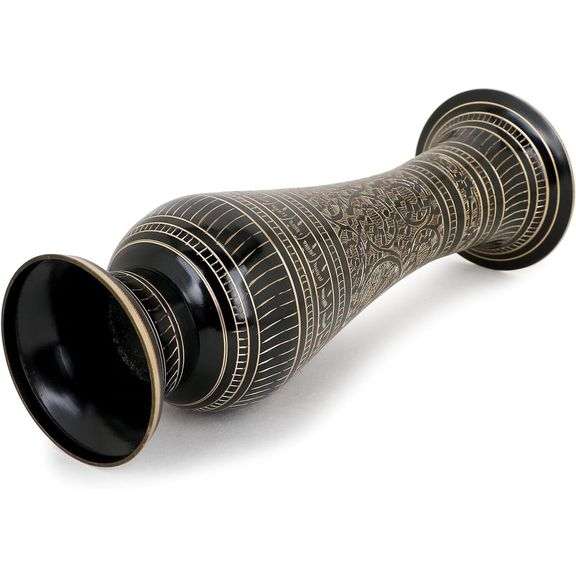 Pure Brass Flower Vase with Nakkashi Carving