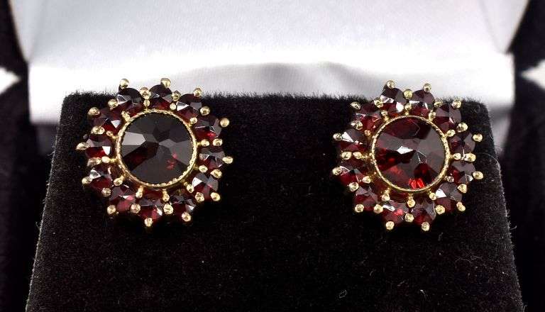Red Garnet Gemstone Stud Earrings in Sterling Silver