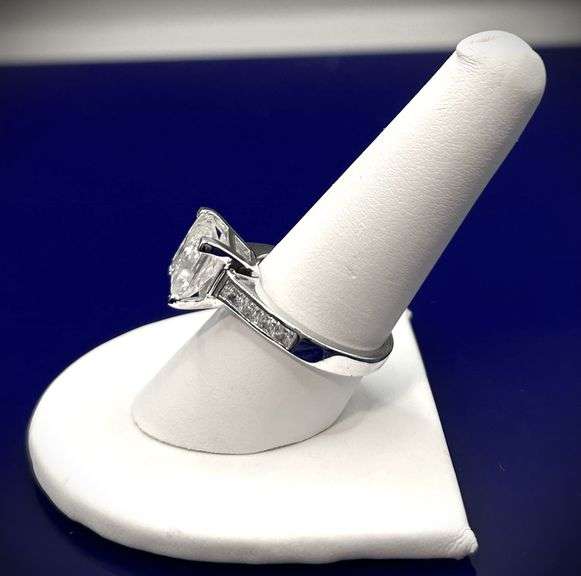 14 Kt Tri-layered White Gold Plated 5 Ct Princess Cut Lab Simulated Diamond Ring