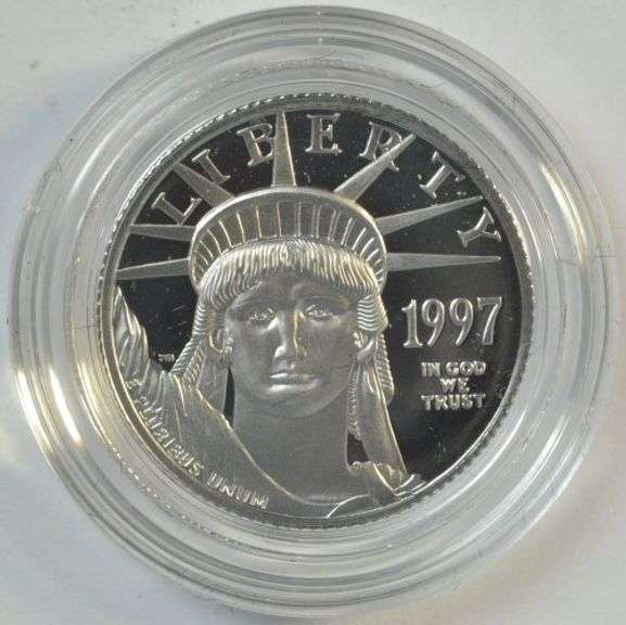 Superb Ultra Cameo Proof 1997-W $25 Pure Platinum Eagle. Box/COA