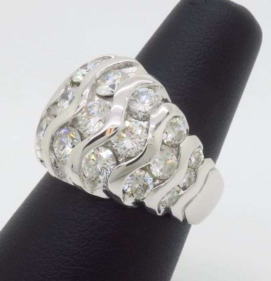 4.65CTW Diamond Cocktail Ring in 18k White Gold