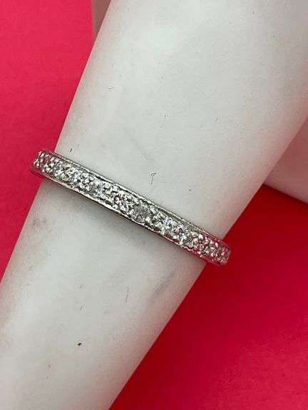 14k white gold diamond eternity band.
