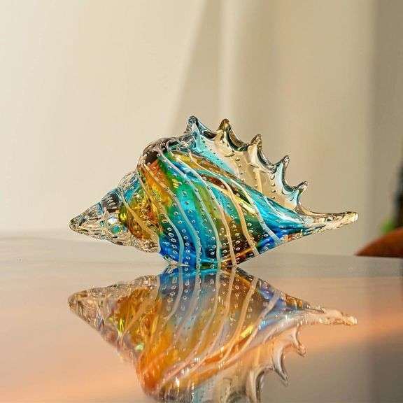 Handmade Blown Glass Conch Shell Figurine
