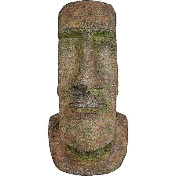 Heavy 16" Hand-Cast Easter Island Moai Head Sculpture