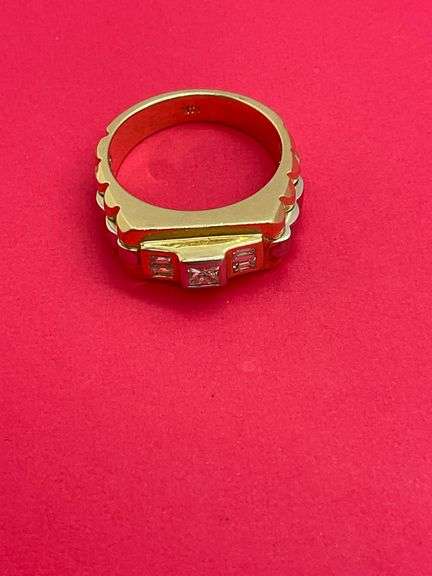 CERTIFIED MEN'S 14K GOLD AND DIAMOND RING