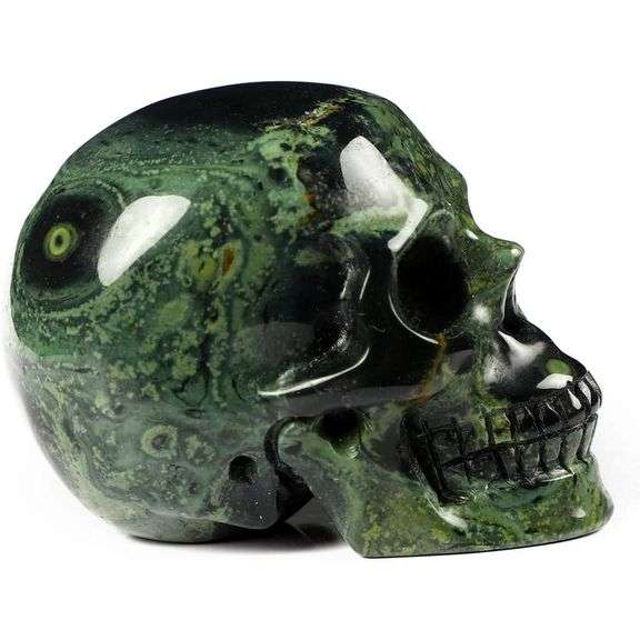 Hand Carved Jasper Gemstone Crystal Skull