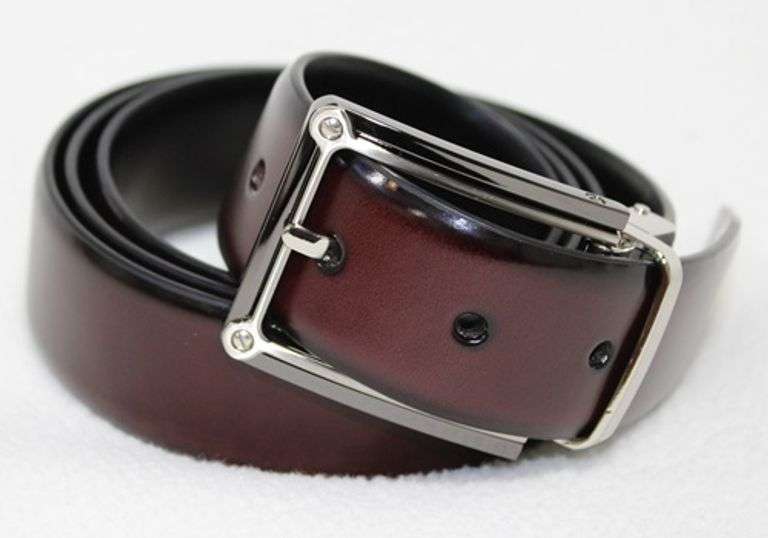 Reversable Buckle Leather Belt, Made In Italy