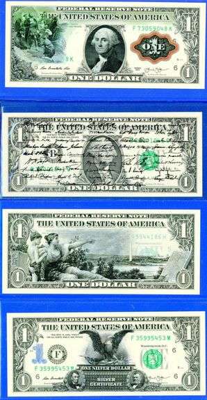 4 Different Commemorative $1 Bank Notes in Original Packaging w/CoA