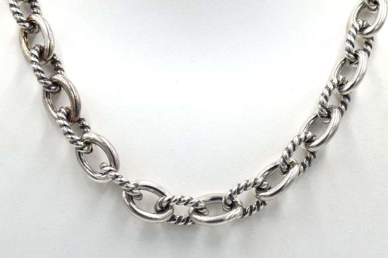 Set of 925 sterling silver oval link necklace and bracelet