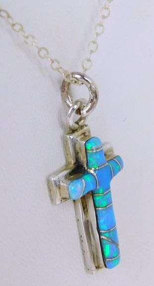 Navajo Sterling Opal Cross & Chain