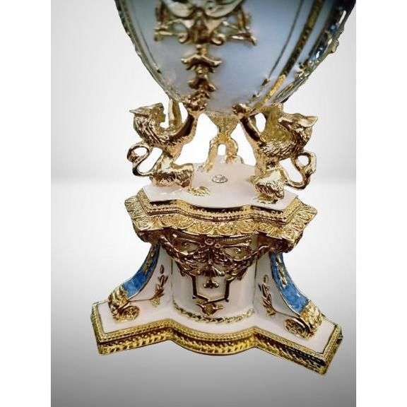 Empress Galina Romanov-Style Collectible Enameled Egg with Pewter Base