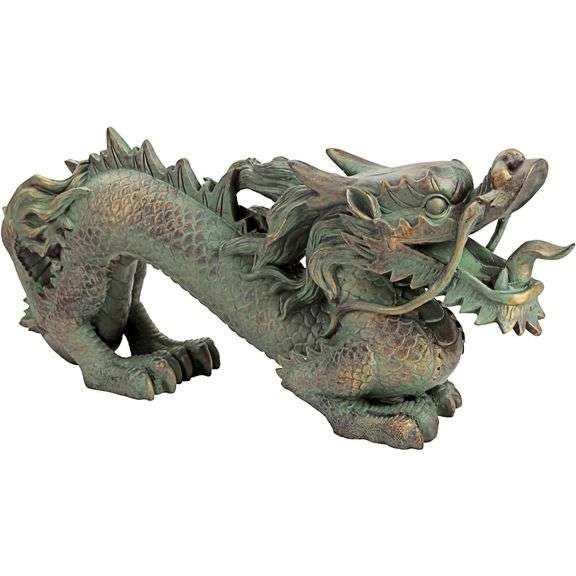 A 21-inch Chinese Dragon Statue with Bronze Verdigris Finish
