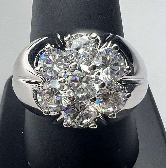 14 Kt White Gold Plate 7.25 Ctw Lab Simulated Diamond Ring