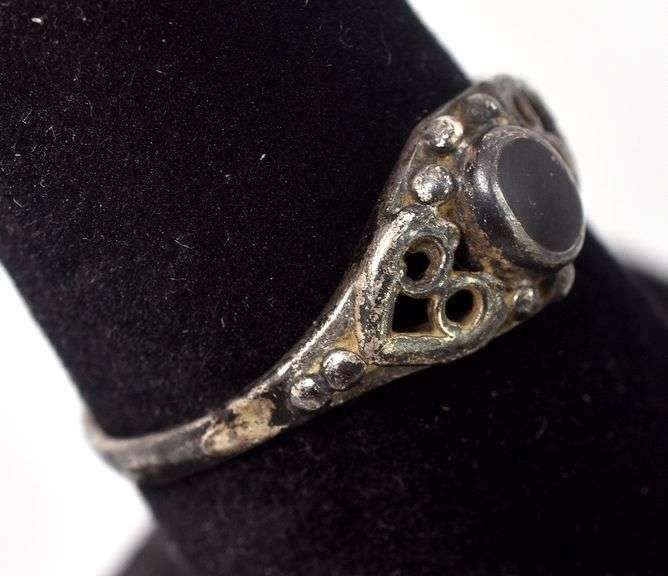 Black Onyx Gemstone Ring in Sterling Silver
