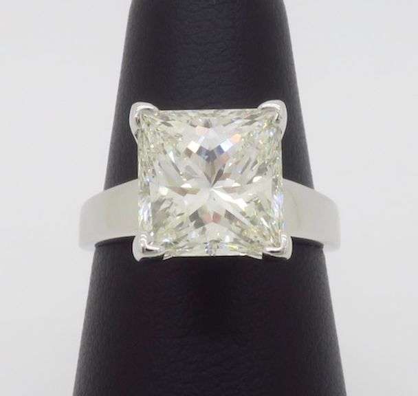 Certified 3.82CT Earth Mined Princess Cut Diamond Ring
