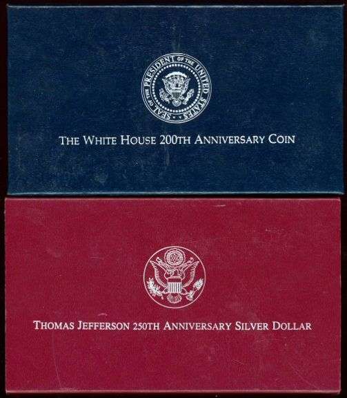 2 Different Proof Commemorative Silver Dollars w/Box & CoA: 1992 & 1993
