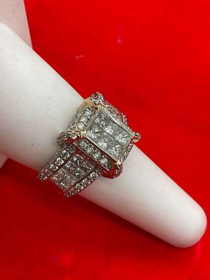 certified 14k white and rose gold diamond ring. 3.25 carats