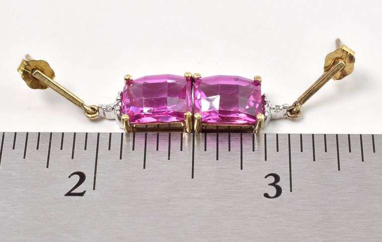 Beautiful 10K Yellow Gold Pink Topaz Gemstone Earrings